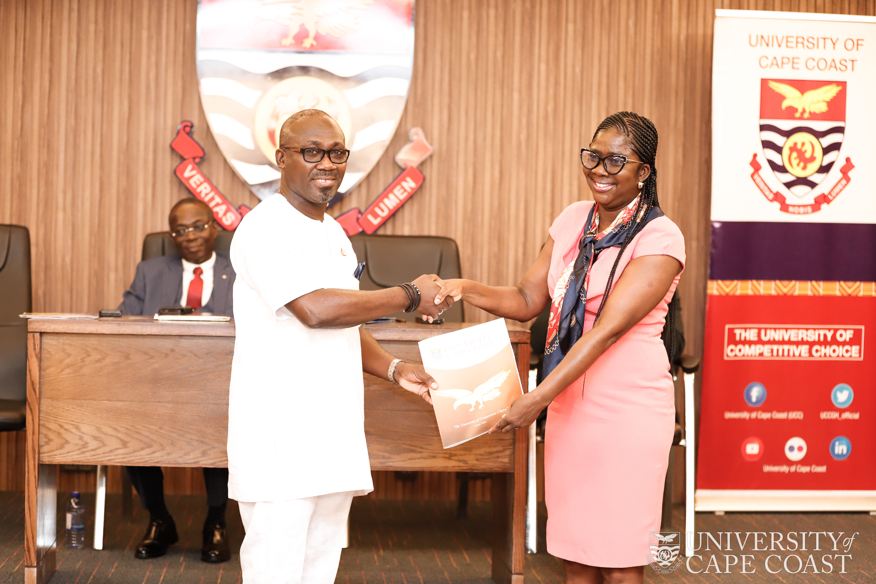 Hand over Pro VC Prof. Rosemond Boohene handing over to Prof. Denis Aheto