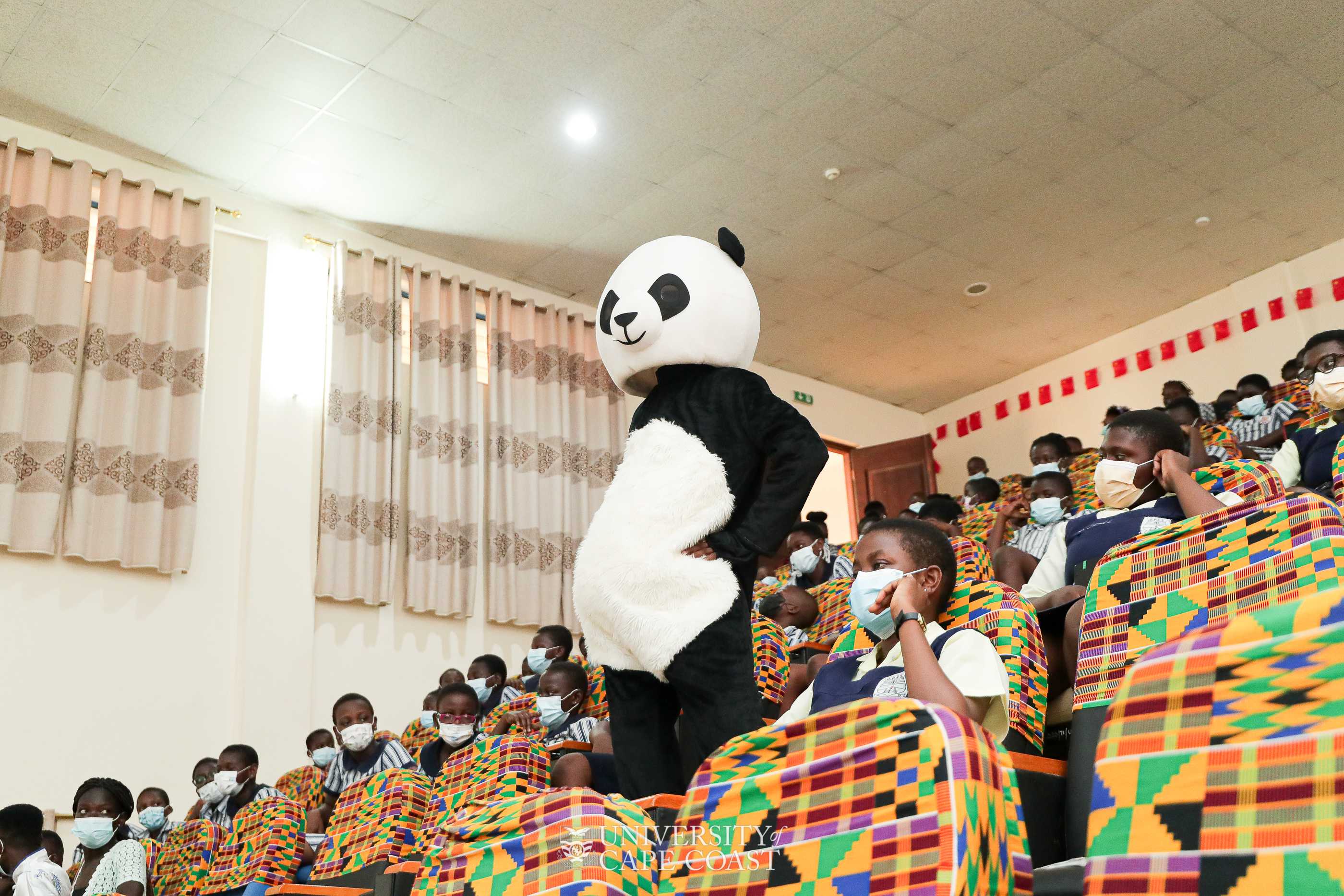 Mascot entertaining the school children