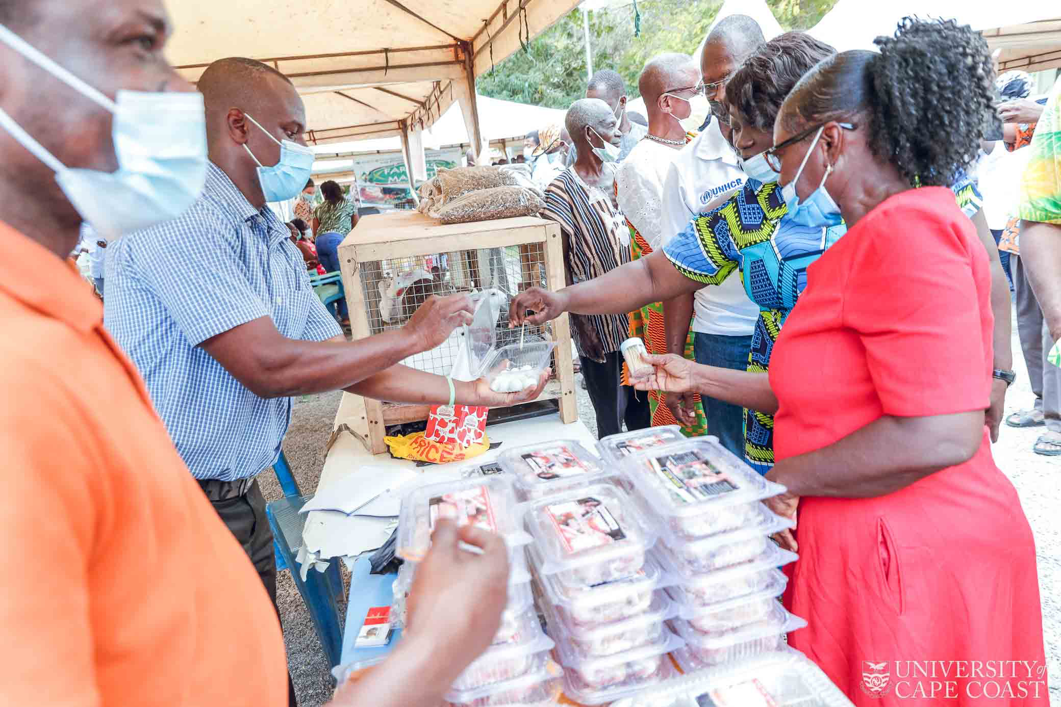 Farmers giving out samples of their products