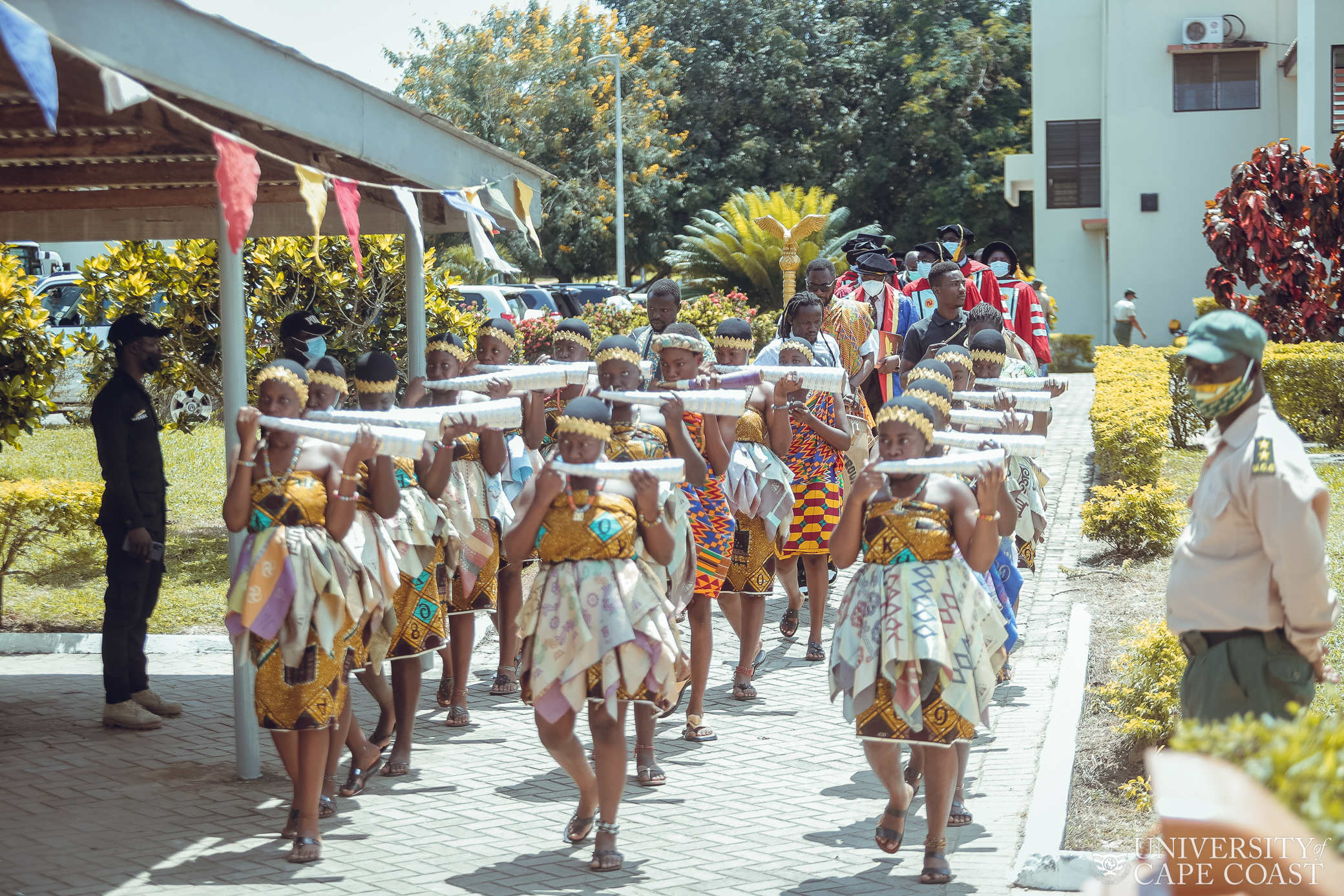 Cultural group leading the procession to the congregation grounds