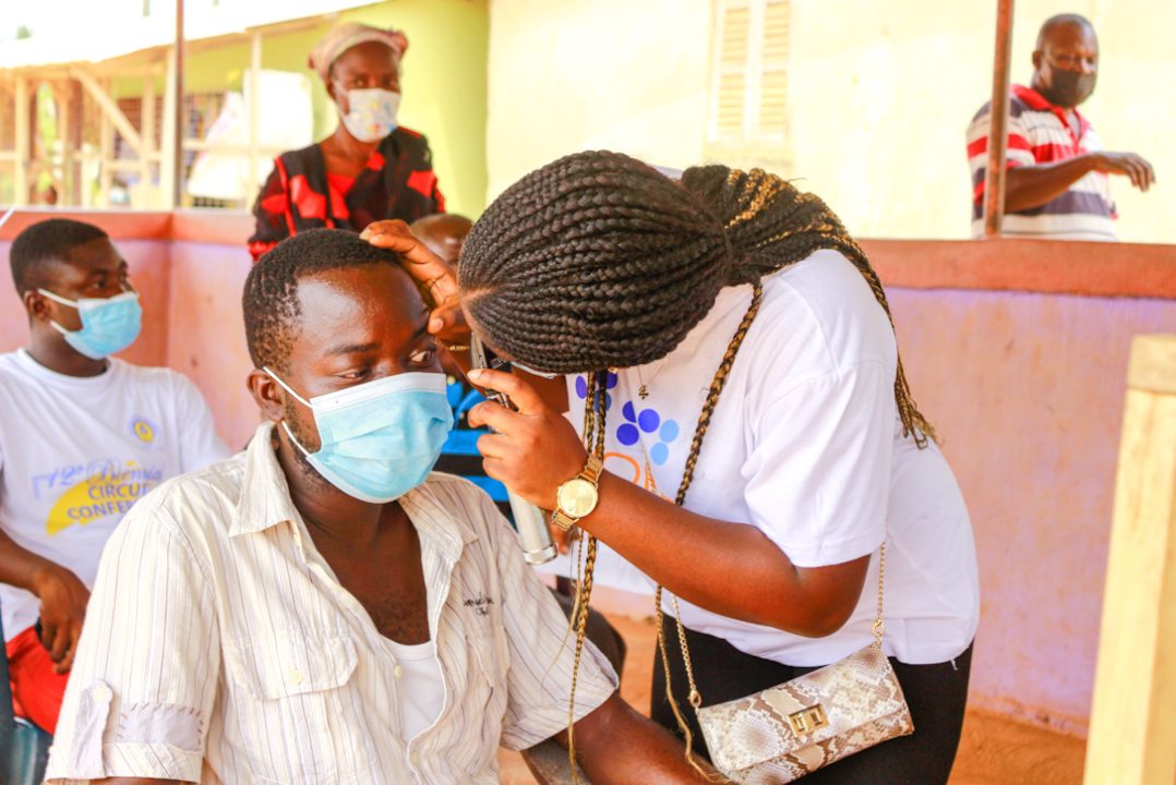 Community member receiving optometric services