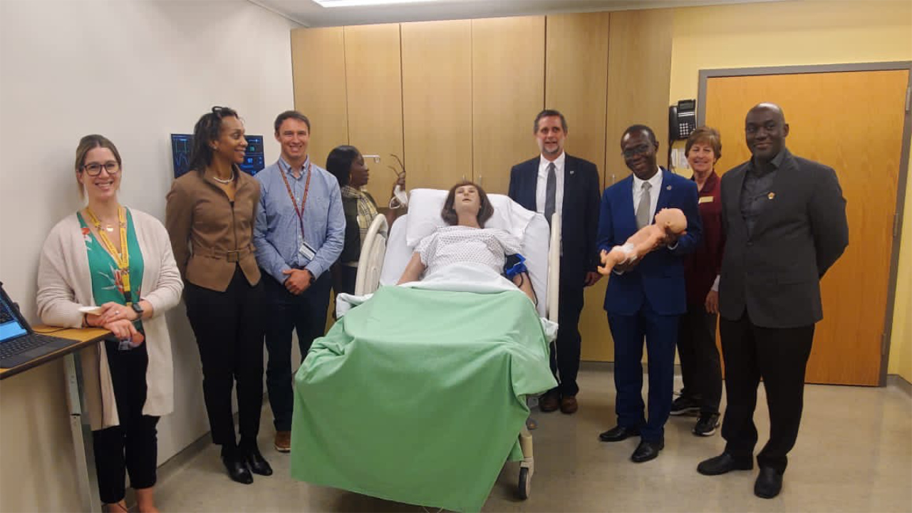 Prof. Boampong and his entourage at a Demonstration lab at Salisbury University