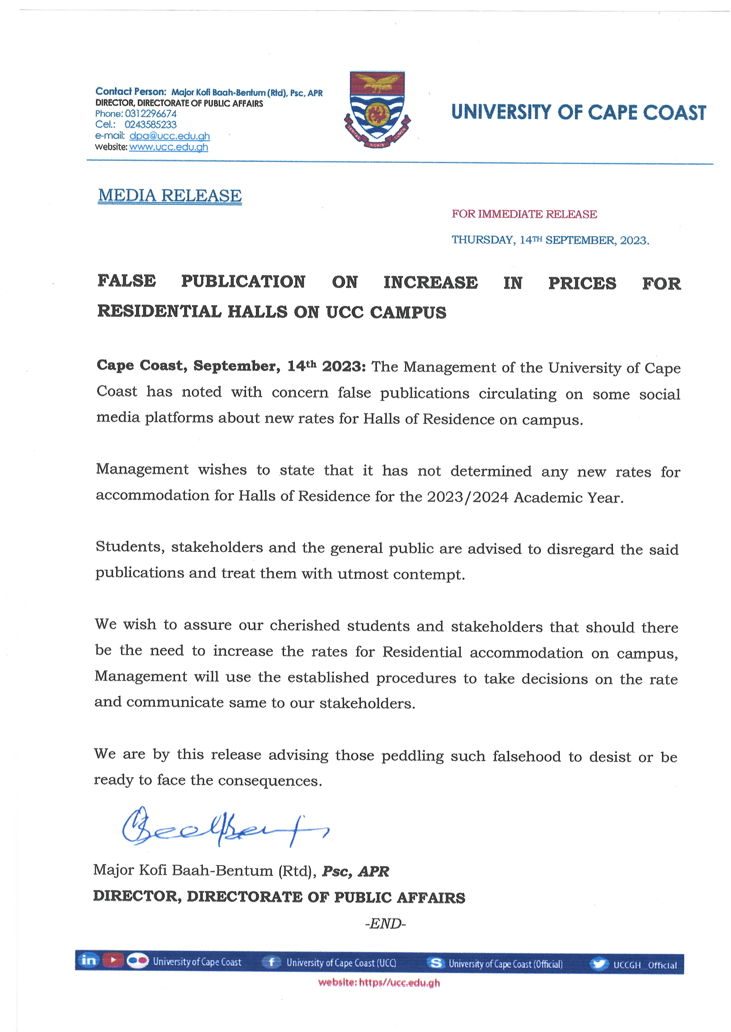 PRESS RELEASE