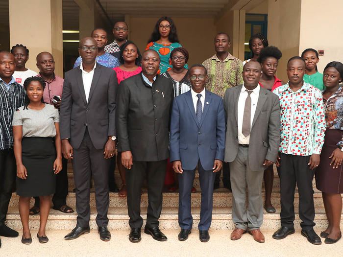 Speakers with faculty and students