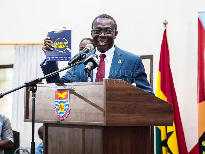 Vice-Chancellor Prof. Johnson Nyarko Boampong launching the Recearch Agenda