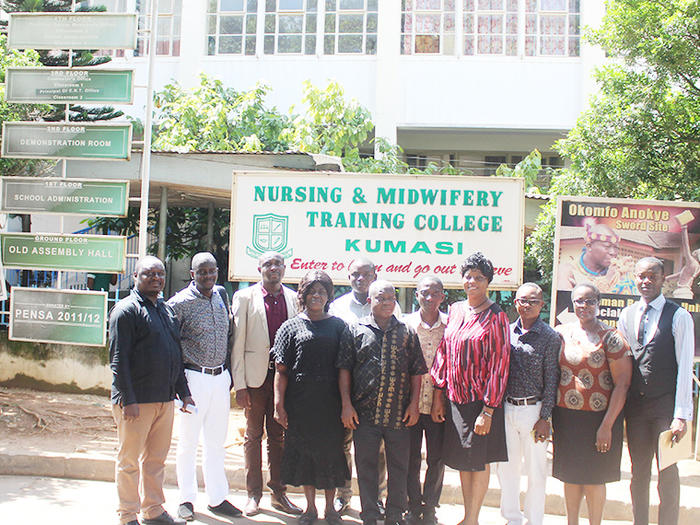 The UCC Team with management of NMTC, Kumasi AFFILIATION TEAM INSPECTS FACILITIES FOR POST NAC/NAP ACCESS COURSE H
