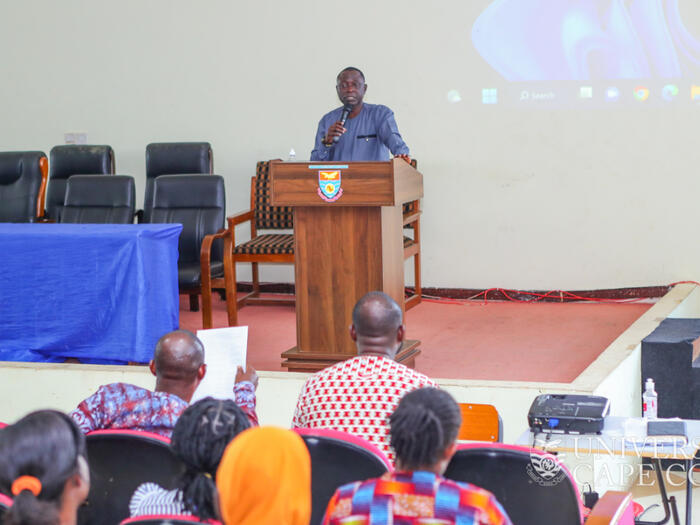 Mr. Adom-Konadu speaking at the orientation Mr. Adom-Konadu speaking at the orientation
