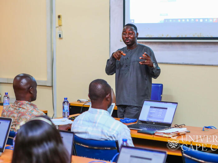 he Turnitin Account Administrator of the University, Mr. Isaac Nketsiah leading the workshop he Turnitin Account Administrator of the University, Mr. Isaac Nketsiah